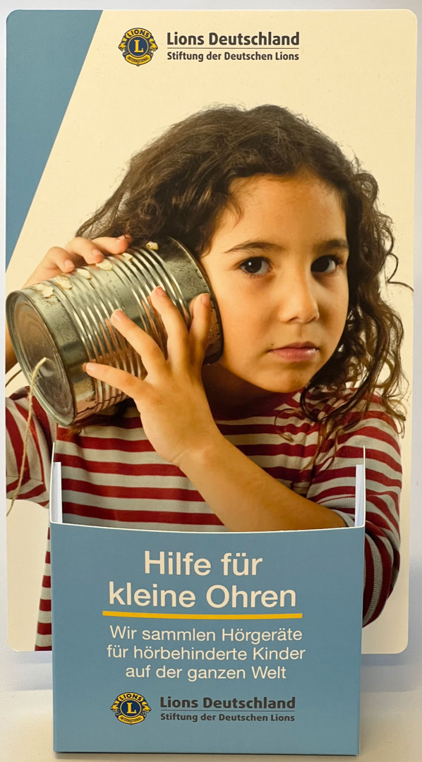 Aufsteller für "Hilfe für kleine Ohren"-Flyer